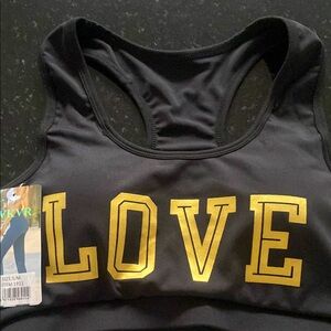 Black Tank Top with Gold 'LOVE' Print